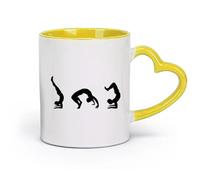 AYUEHBN Tazas de cerámica para café y té, para deportes, educación física, escuela, gimnasio, ejercicio (320 ml), aptas para lavavajillas, color amarillo