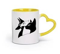 AYUEHBN Tazas de cerámica para chocolate caliente Antiguo Egipto Dioses egipcios Anubis Horus Bastet (11 oz/320 ml) porcelana fina (cerámica) Amarillo