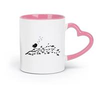AYUEHBN Tazas de cerámica para chocolate caliente con diseño de rama de árbol con flores y pájaro cantor (320 ml). Elegantes y duraderas. Aptas para microondas y lavavajillas. Rosa.