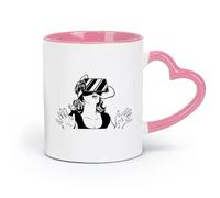 AYUEHBN Tazas de cerámica para el hogar y la oficina, casco de realidad virtual, dispositivo VR para mujer (320 ml), elegantes y duraderas, aptas para microondas y lavavajillas, color rosa