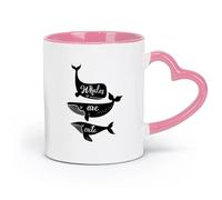 AYUEHBN Tazas de cerámica para el hogar y la oficina con frase Las ballenas son lindas (320 ml) Elegantes y duraderas, aptas para microondas y lavavajillas. Rosa