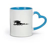 AYUEHBN Tazas de cerámica para el hogar y la oficina, diseño de dragón que escupe fuego, fantasía, cuento de hadas (320 ml) Taza de café de cerámica para capuchino, té, leche, azul