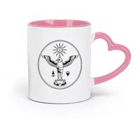 AYUEHBN Tazas de cerámica para el hogar y la oficina Símbolos Egipto Jeroglíficos Signos Pájaro （11oz/320ml） Café, té, café con leche, leche, cacao, jugo y otras bebidas calientes Rosa