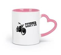 AYUEHBN Tazas de cerámica para té, café y chocolate caliente, diseño de motociclista, 11 oz/320 ml, ideales para el hogar, la oficina, cafeterías e ideas de regalo, color rosa