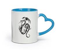 AYUEHBN Tazas de cerámica para té y café con diseño de animales fantásticos, cuentos de hadas, dragón volador gótico (320 ml) para espresso, juego de té azul