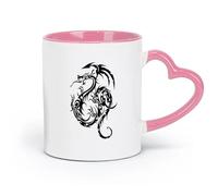 AYUEHBN Tazas de cerámica para té y café con diseño de animales fantásticos, cuentos de hadas, dragón volador gótico (320 ml) para espresso, juego de té rosa