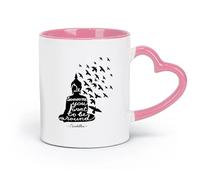 AYUEHBN Tazas de cerámica personalizadas con cita budista Sé alguien que quieres ser (320 ml) Aptas para lavavajillas y microondas, color rosa