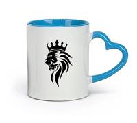AYUEHBN Tazas de cerámica personalizadas con diseño de cabeza de animal del Rey León, depredador y símbolo tribal (320 ml) Ideales para el hogar, la oficina, cafeterías e ideas de regalo. Azul.