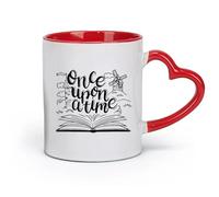 AYUEHBN Tazas de cerámica personalizadas Érase una vez Libro de cuentos Biblioteca Guardería (11 oz/320 ml) Elegantes y duraderas - Aptas para microondas y lavavajillas Rojo