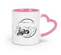 AYUEHBN Tazas de cerámica personalizadas Ferrocarril Tren de vapor Locomotora Transporte ferroviario (11 oz/320 ml) Apto para oficina, hogar, cafetería, lavavajillas y microondas Rosa