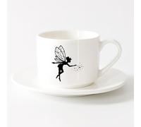 AYUEHBN Tazas de gres para café y té Dibujos animados Magia Cuento de hadas Fantasía Bestia Bebé （6oz/175ml） Ideal para usar en casa y la oficina Juego de té con taza y platillo (blanco)