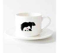 AYUEHBN Tazas de gres para café y té Oso de amor, bebé y madre, animales, guardería del zoológico （6oz/175ml） Para hombres y mujeres Juego de té con taza y platillo (blanco)