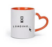 AYUEHBN Tazas de té, café y chocolate caliente Computadora que carga el mouse geek （11oz/320ml） Para café, sopa, té, leche, latte, chocolate caliente, para mujeres y hombres Naranja