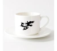 AYUEHBN Tazas de té, café y chocolate caliente Dragón asiático con pájaro de la mitología china （6oz/175ml） Para leche, té, cola y agua Juego de té con taza y platillo (blanco)