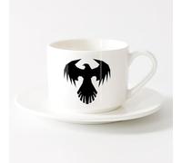 AYUEHBN Tazas de té, café y chocolate caliente Símbolo de pájaro Figura Animal Águila Silueta （6oz/175ml） Para té, café, infusión caliente Juego de té con taza y platillo (blanco)