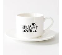 AYUEHBN Tazas de té y café Rincón de lectura de la biblioteca para amantes de los libros Leer （6oz/175ml） Para té, chocolate caliente Juego de té con taza y platillo (blanco)