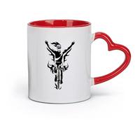 AYUEHBN Tazas grandes de cerámica para bebidas calientes Ciclista Carrera Ciclismo Deporte Fuego Bicicleta Victoria （11oz/320ml） porcelana fina (cerámica) Rojo