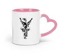 AYUEHBN Tazas grandes de cerámica para bebidas calientes Ciclista Carrera Ciclismo Deporte Fuego Bicicleta Victoria （11oz/320ml） porcelana fina (cerámica) Rosa