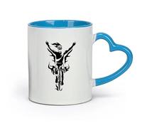 AYUEHBN Tazas grandes de cerámica para bebidas calientes Ciclista Carrera Ciclismo Deporte Fuego Bicicleta Victoria （11oz/320ml） porcelana fina (cerámica) Azul