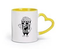 AYUEHBN Tazas grandes de cerámica para bebidas calientes Cine TV Película Película Casa Palomitas de maíz （11oz/320ml） Café, té, café con leche, leche, cacao, jugo y otras bebidas calientes Amarillo