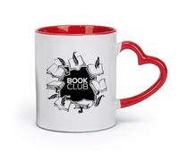 AYUEHBN Tazas grandes de cerámica para bebidas calientes Edición vintage Book Guild Book Club (11 oz/320 ml) Aptas para oficina, hogar, cafetería, lavavajillas y microondas Rojo