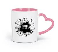 AYUEHBN Tazas grandes de cerámica para bebidas calientes, edición vintage, Book Guild Book Club (320 ml), aptas para oficina, hogar, cafetería, lavavajillas y microondas, color rosa