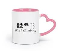 AYUEHBN Tazas grandes de cerámica para bebidas calientes, escalada en roca, alpinismo, escaladores extremos (320 ml), aptas para lavavajillas y microondas, para la oficina y el hogar, color rosa.