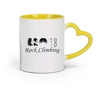 AYUEHBN Tazas grandes de cerámica para bebidas calientes, escalada en roca, alpinismo, escaladores extremos (320 ml), aptas para lavavajillas y microondas, para la oficina y el hogar, color amarillo.