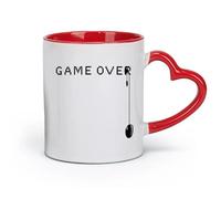 AYUEHBN Tazas grandes de cerámica para té, café y chocolate caliente, diseño de Game Over, videojuegos, para jugadores (320 ml), regalo único de oficina para mujeres y hombres, color rojo