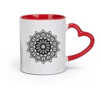 AYUEHBN Tazas grandes de cerámica para té, café y chocolate caliente, diseño de mandala, budismo, hinduismo (320 ml) para té, café y bebidas calientes, color rojo