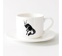 AYUEHBN Tazas Grandes para Bebidas Calientes Capricornio Signo del Zodiaco Animal Fantástico （6oz/175ml） Para café, avena, té, fácil de limpiar Juego de té con taza y platillo (blanco)
