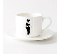 AYUEHBN Tazas Grandes para Bebidas Calientes Chica africana joven hermosa dama （6oz/175ml） Apto para lavavajillas y microondas, para la oficina y el hogar Juego de té con taza y platillo (blanco)