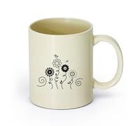 AYUEHBN Tazas Grandes para Bebidas Calientes Flores Jardín Aves Vivero Natural （11oz/320ml） para amantes del café, mejores amigos del trabajo, compañeros de trabajo y amigos Amarillo claro