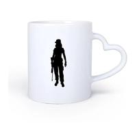 AYUEHBN Tazas Grandes para Bebidas Calientes Mujer militar con armas de fuego 11oz/320ml Regalo divertido para amantes del café, mejores amigos del trabajo, compañeros de trabajo y amigos
