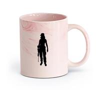 AYUEHBN Tazas Grandes para Bebidas Calientes Mujer militar con armas fuego （11oz/320ml） Regalo divertido para amantes del café, mejores amigos del trabajo, compañeros trabajo y amigos Rosa mármol