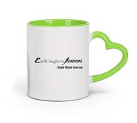 AYUEHBN Tazas Grandes para Bebidas Calientes Palabras de sabiduría Flores Letras （11oz/320ml） Para café, sopa, té, leche, latte, chocolate caliente, para mujeres y hombres Verde