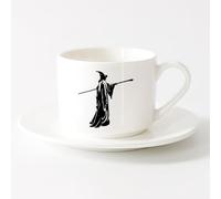 AYUEHBN Tazas para Chocolate Caliente Bruja Bruja Fantasía Cuento de hadas Magia Bastón （6oz/175ml） Cappuccino, Latte Macchiato, té, espresso Juego de té con taza y platillo (blanco)