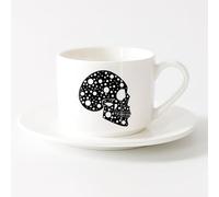 AYUEHBN Tazas para Chocolate Caliente Cráneo humano abstracto divertido de Halloween con horror （6oz/175ml） Para té, café y bebidas calientes Juego de té con taza y platillo (blanco)
