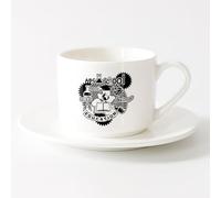 AYUEHBN Tazas para Chocolate Caliente Escuela Educación Clase Logotipo Libros Profesor Estudiantes （6oz/175ml） Apto para microondas Juego de té con taza y platillo (blanco)