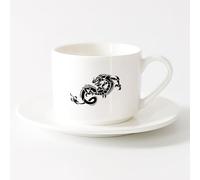AYUEHBN Tazas para Chocolate Caliente Fantasía Cuento de hadas Animal Mito Dragón Monstruos （6oz/175ml） Para Té, Café, Leche, Capuchino Juego de té con taza y platillo (blanco)