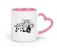 AYUEHBN Tazas personalizadas de cerámica, gran felino, jaguar, pantera, depredador, animal salvaje (320 ml), capuchino, latte macchiato, té, espresso rosa.