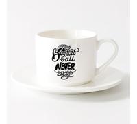 AYUEHBN Tazas Resistentes Baloncesto Nunca dejes de jugar al baloncesto Palabras con frases deportivas （6oz/175ml） Para la oficina y el hogar Juego de té con taza y platillo (blanco)