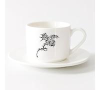 AYUEHBN Tazas Resistentes Cuento de hadas de animales mitológicos de fantasía de dragón celta （6oz/175ml） Para leche, té, cola y agua Juego de té con taza y platillo (blanco)