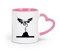 AYUEHBN Tazas y vasos de cerámica con diseño de dragón volador, cuentos medievales, mitología, alas y espada (320 ml) para té y chocolate caliente, color rosa.
