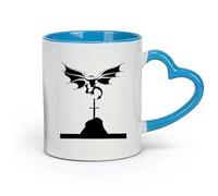 AYUEHBN Tazas y vasos de cerámica geniales Dragón volador Cuentos medievales Mitología Alas Espada （11 oz/320 ml） para té, chocolate caliente Azul
