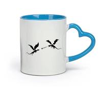 AYUEHBN Tazas y vasos de cerámica geniales Dragones que escupen fuego Cuento de hadas de fantasía (11 oz/320 ml) Taza de café de cerámica para capuchino Té, leche, azul