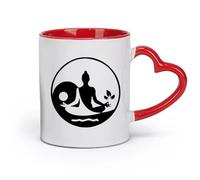 AYUEHBN Tazas y vasos de cerámica geniales Yoga Meditación Chica Zhen Yin Yang Filosofía （11oz/320ml） Oficina, hogar, cafetería, lavavajillas y microondas Apto para rojo