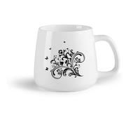 AYUEHBN Tazza da tè latte in porcellana Modelli di fiori Farfalle （14oz/400ml） Il regalo ideale per la colazione, matrimoni, compleanni, regali per donne, festa del papà, mamma, ragazze, ragazzi