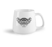 AYUEHBN Tazza da tè latte in porcellana Ornamento del fiore di loto （14oz/400ml） Il regalo ideale per la colazione, matrimoni, compleanni, regali per donne, festa del papà, mamma, ragazze, ragazzi