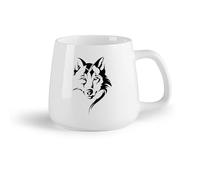 AYUEHBN Tazze grandi per bevande calde Testa di lupo animale tribale （14oz/400ml） Il regalo ideale per la colazione, matrimoni, compleanni, regali per donne, festa del papà, mamma, ragazze, ragazzi